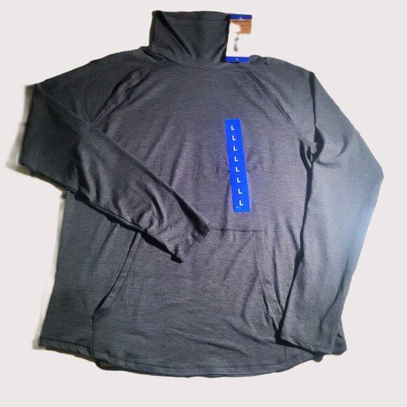 NWT Eddie Bauer Women's Active Long Sleeve Funnel Neck Top in Charcoal - Size L - Picture 6 of 11